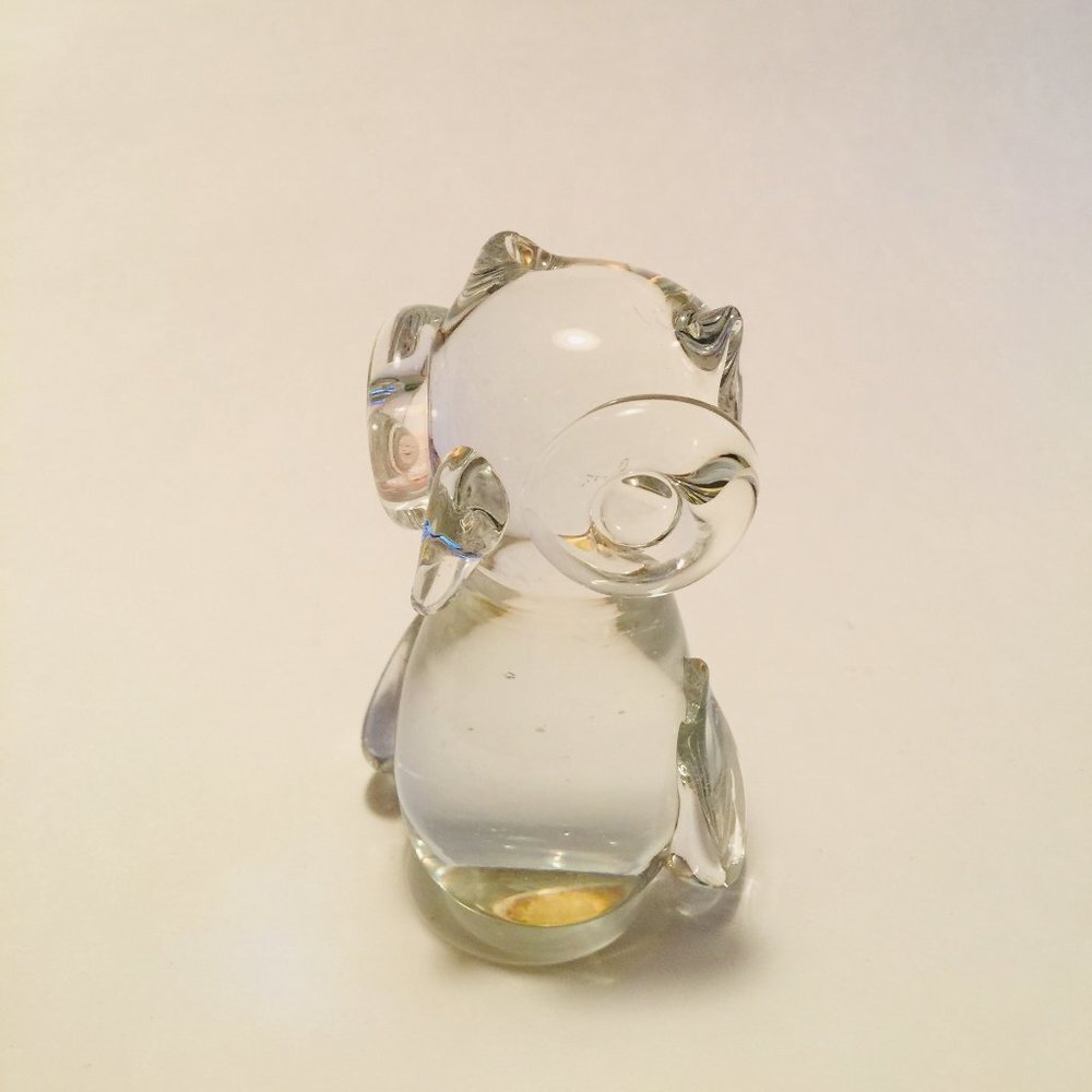 Vintage Himark Glass Owl Paperweight Large Eyes
